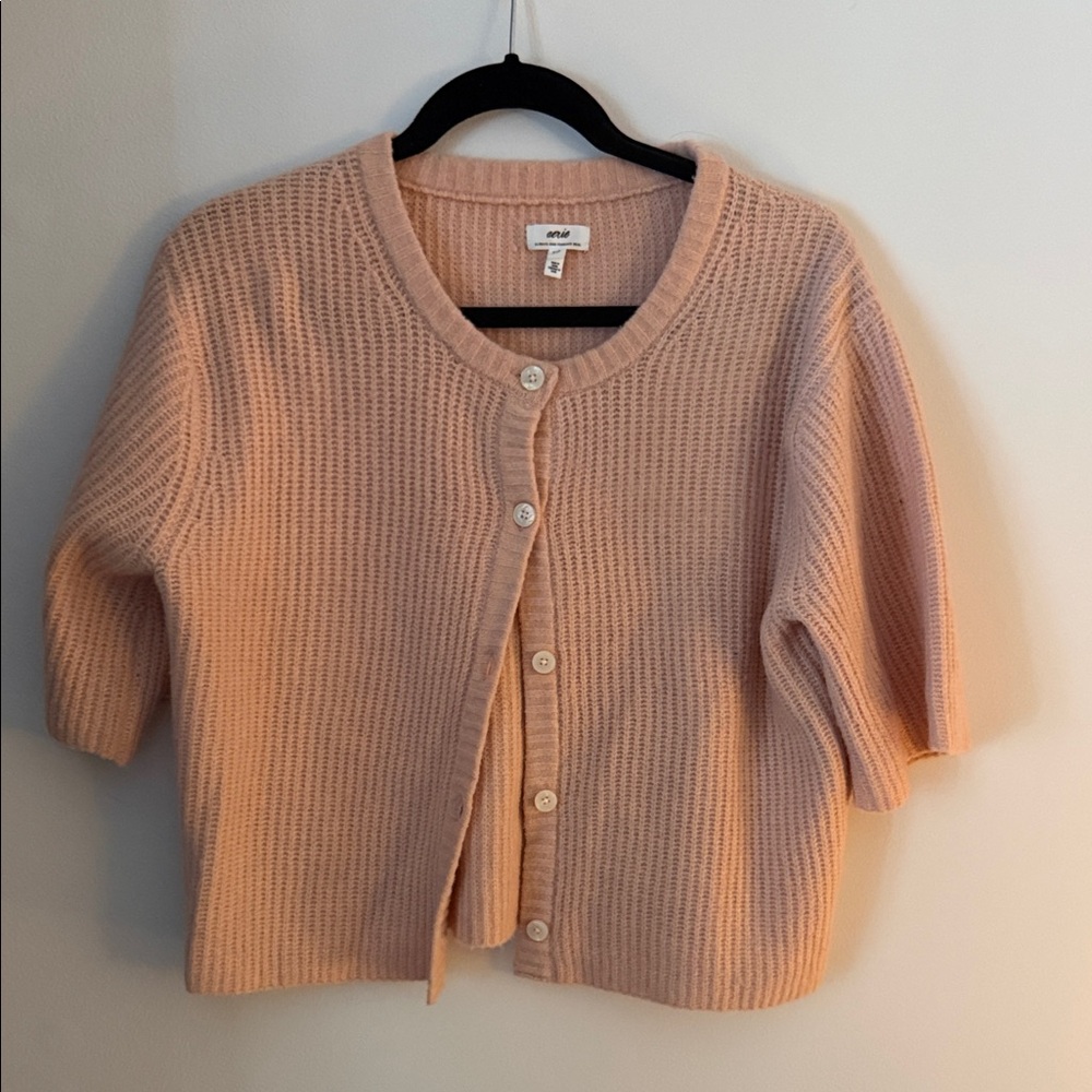 Aerie Women's Pink Short Sleeve Cropped Sweater